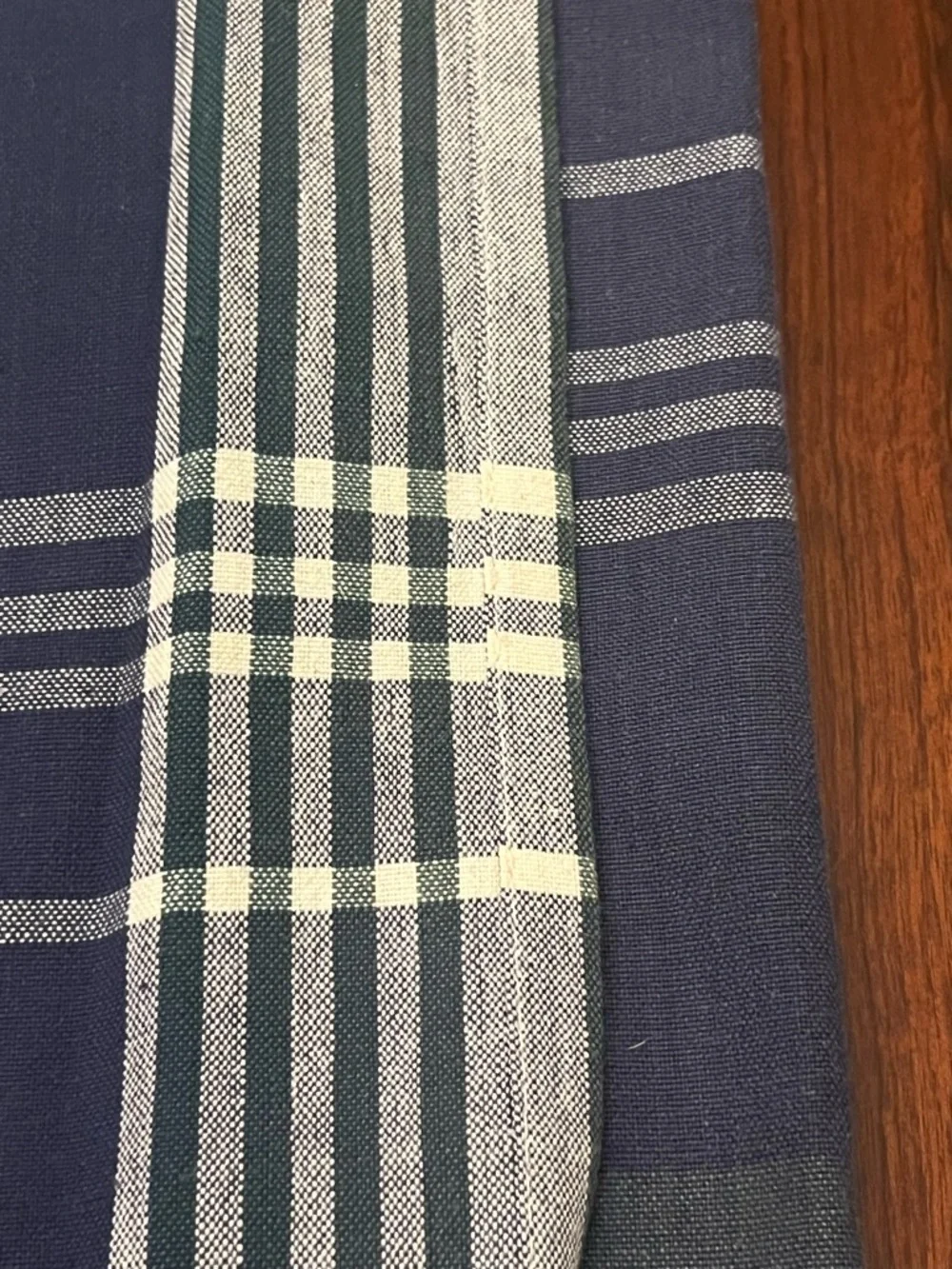 Plaid Shower Curtain Panel in Navy, Green & Yellow